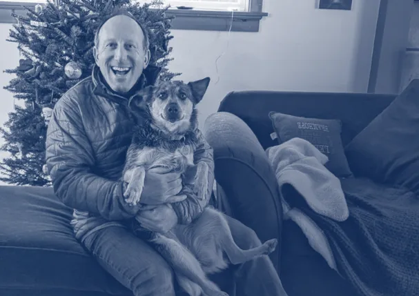 Dr. Belman with his family dog.